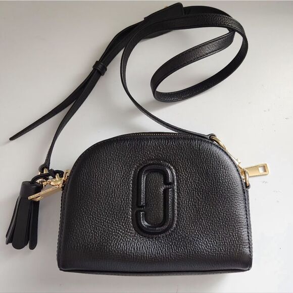 Marc Jacobs Handbags - Marc Jacobs Shutter Black Leather Crossbody Bag BLACK/GOLD